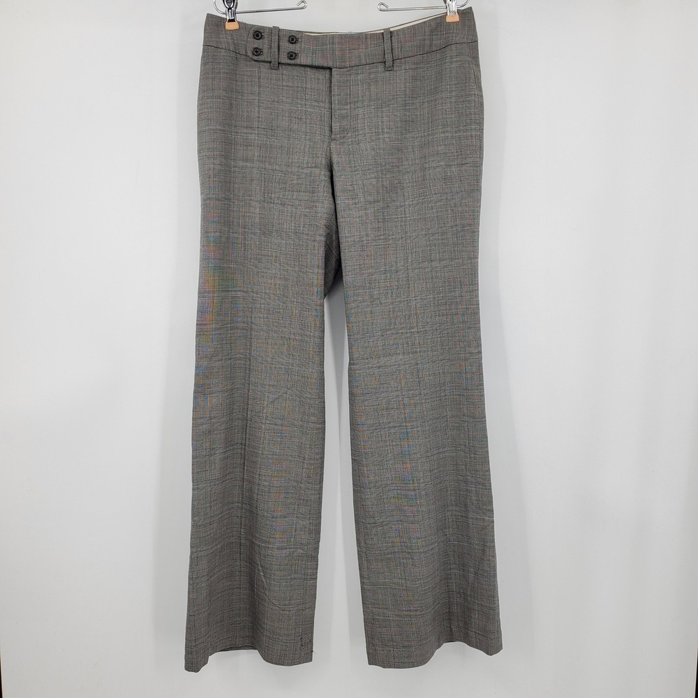 Banana Republic Jackson Fit Grey Glen Plaid Wool Wide Leg Pants 8 Y2K Vintage